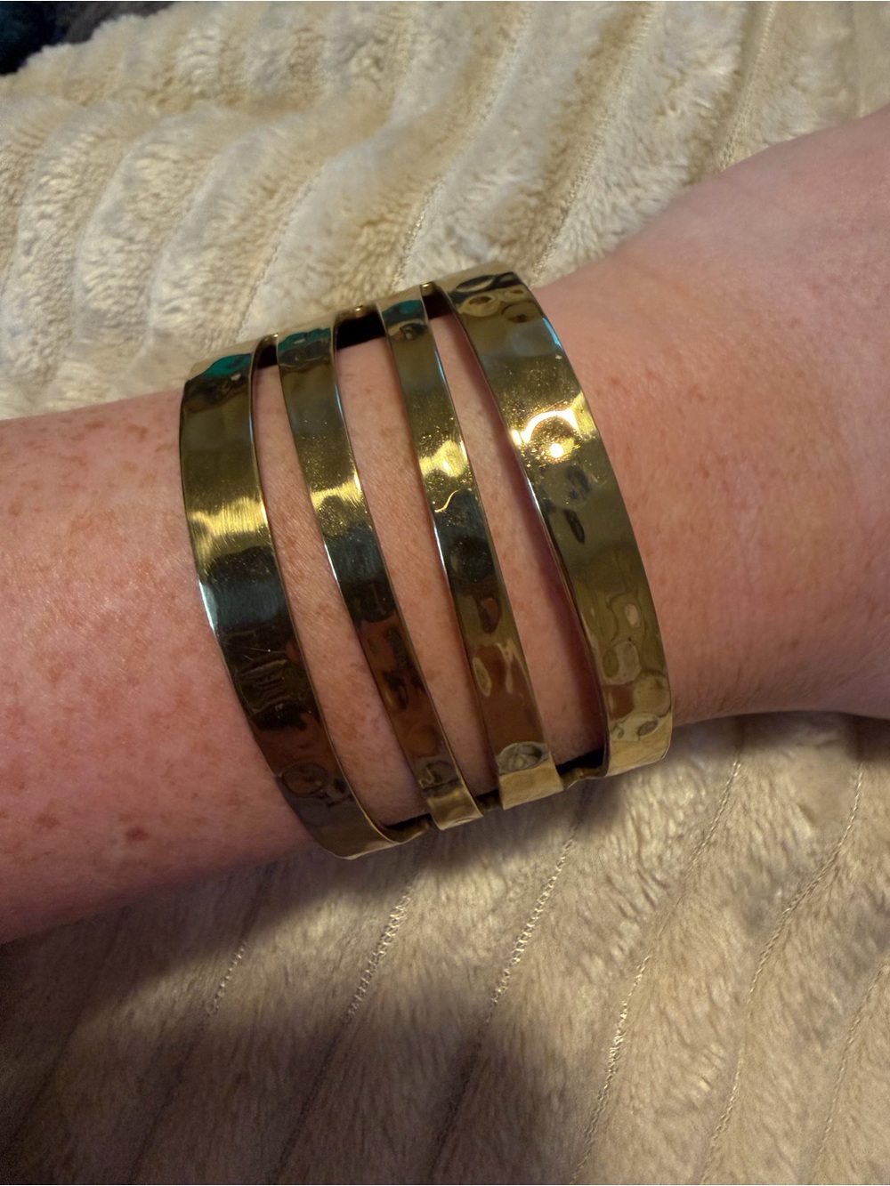 Rustic Cuff Gold Multi-Band Cuff Hammered Metal Style
